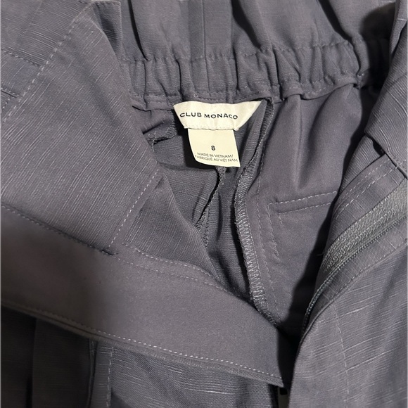 Club Monaco Ebony Noir Navy Anreannah Wide Leg Pants Paperbag Waist with Tie - Picture 4 of 4